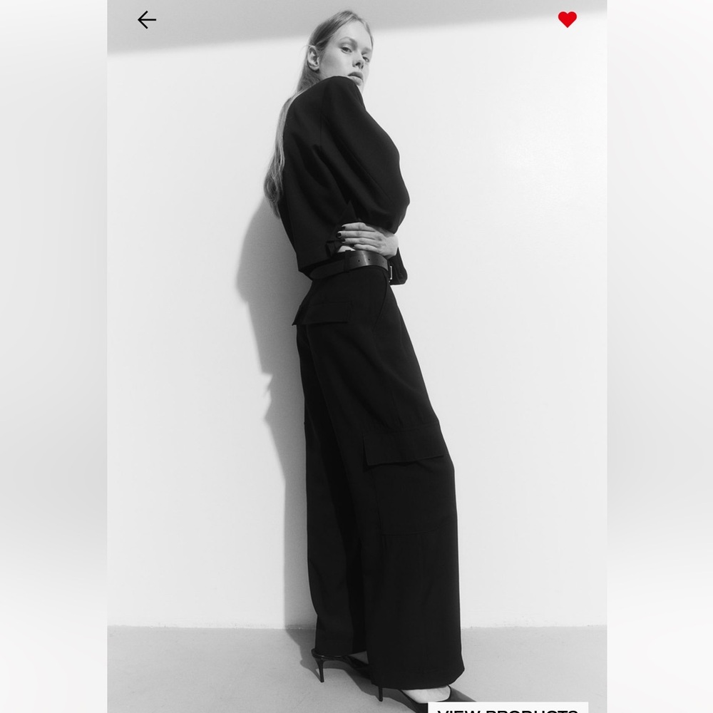 Black wide leg cargo pants